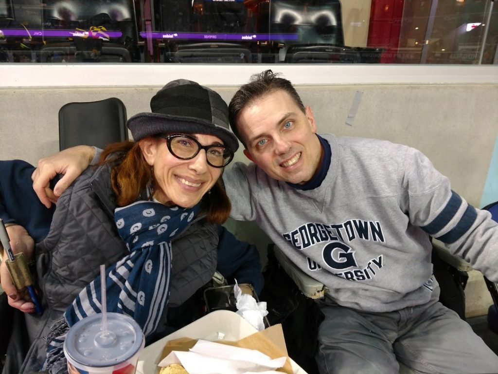 Happy on Wheels at a Georgetown basketball game, 2017.