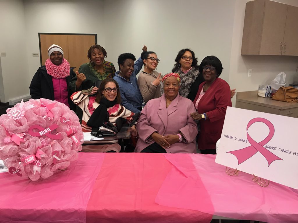 With Survivors at the Thelma D. Jones Foundation Breast Cancer Support Group, 2017.
