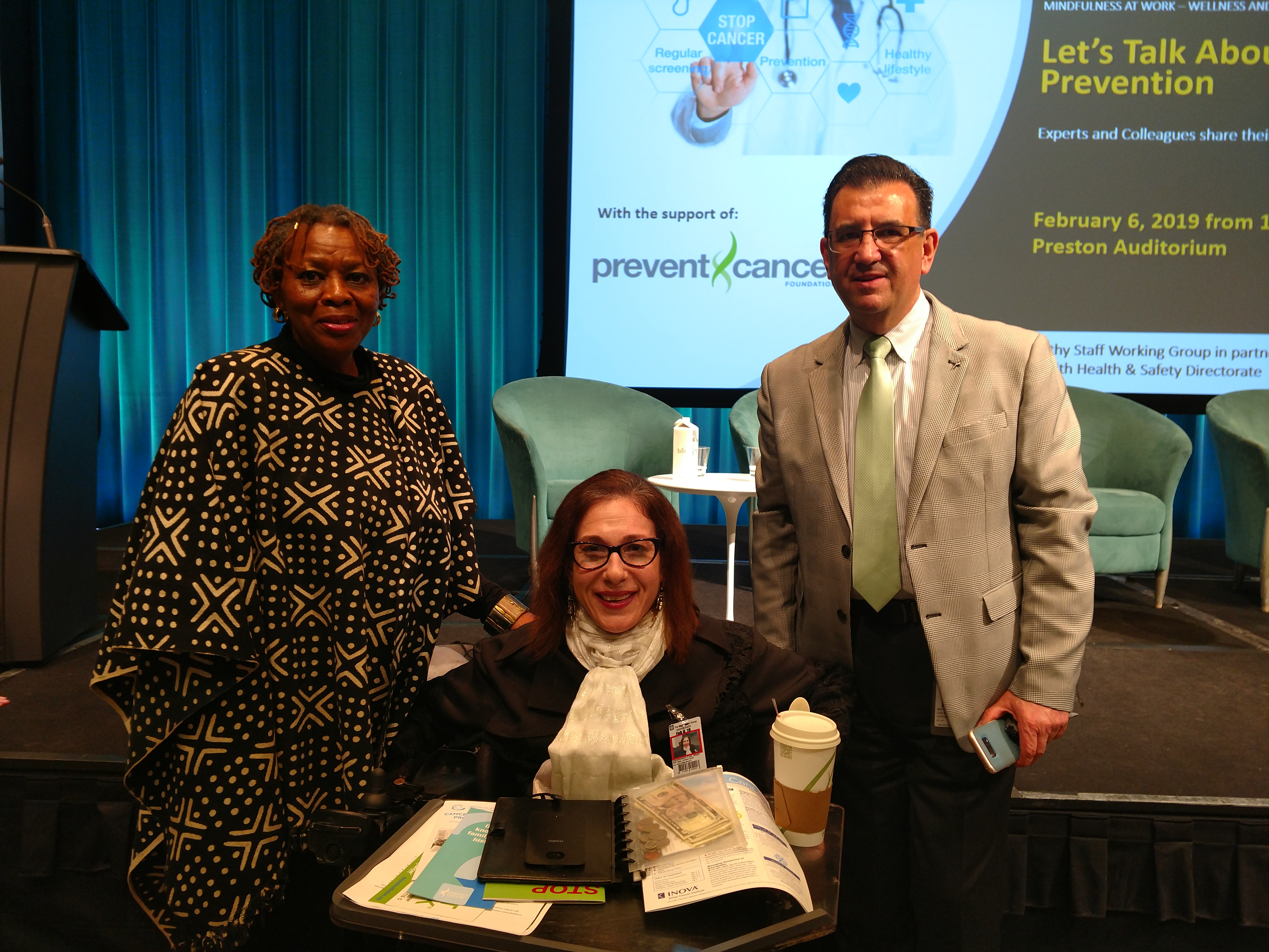 Cancer Prevention presentation at the World Bank. Picture with World Bank representative and Thelma D. Jones, 2-19.