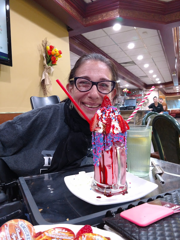 Amazing strawberry milkshake sundae at the Hampton Diner in New Jersey, 6-19.