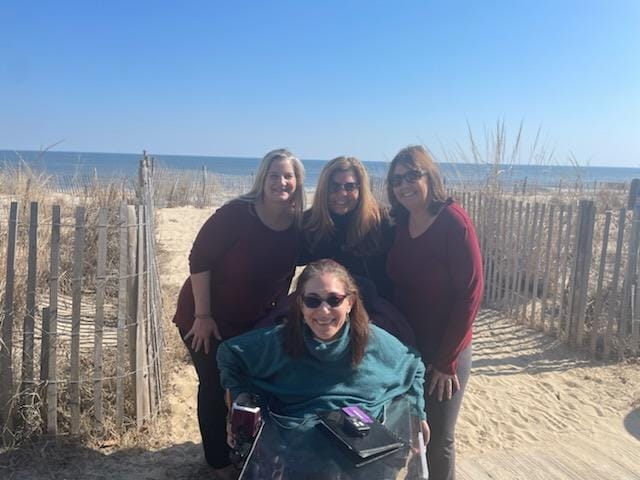 A gorgeous day on the Rehoboth Beach Boardwalk with Sheri and college roommates, 2-22.