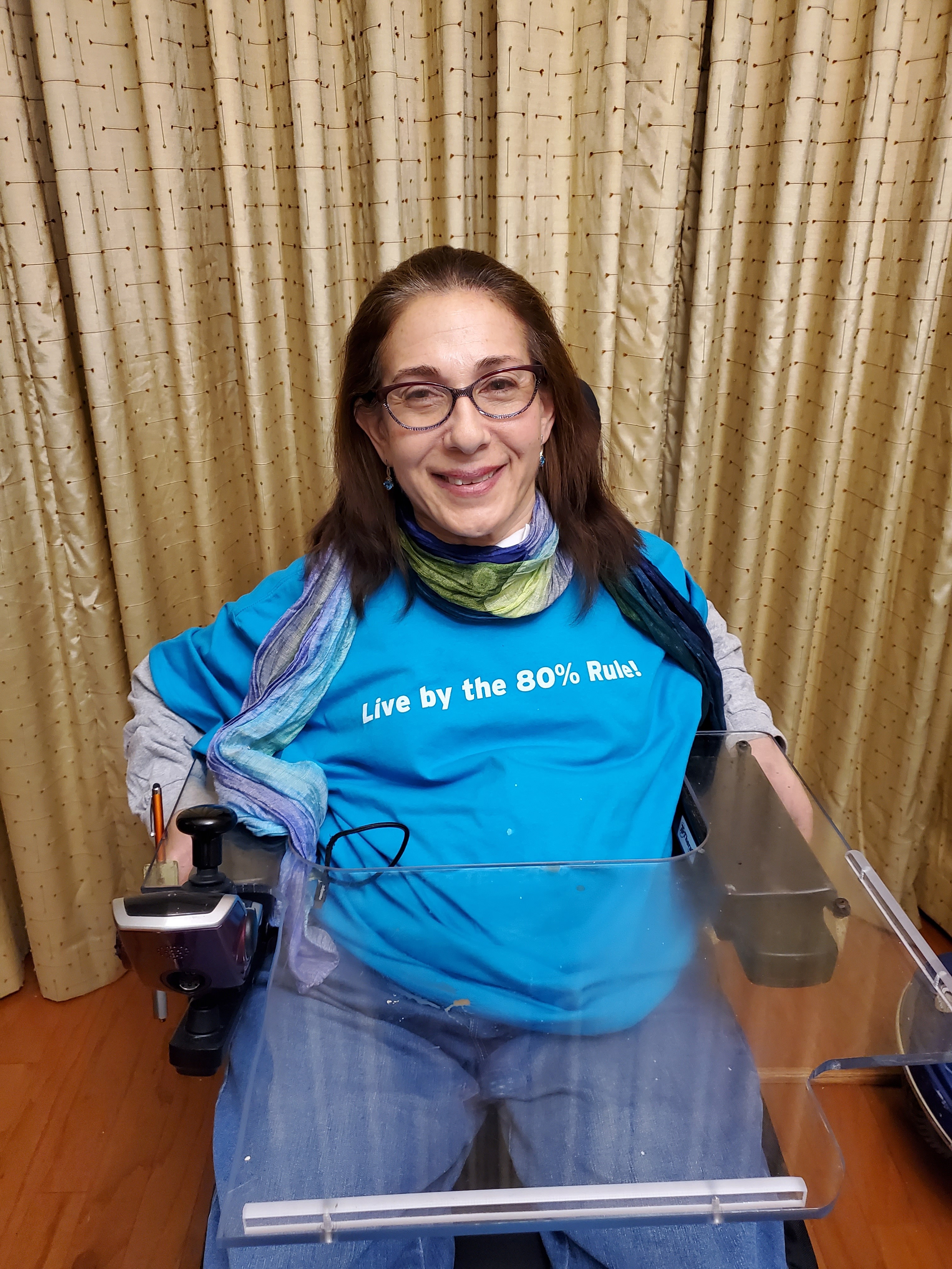 Sheri wearing her T-shirt with the the saying used by Senator Tammy Duckworth , 12-21.