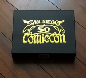 A box showing the San Diego Comic-Con logo.