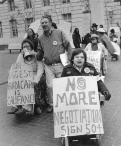 Disability rights protesters in San Francisco 1977.