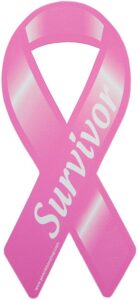 Breast Cancer Awareness Month ribbon with the word survivor on it.