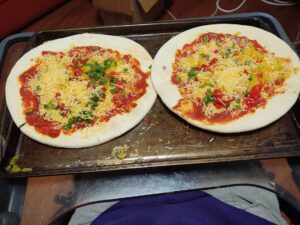 Uncooked pizzas